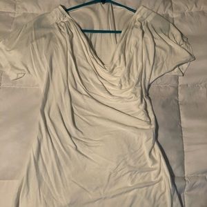 Solid white shirt sleeve scoop neck top